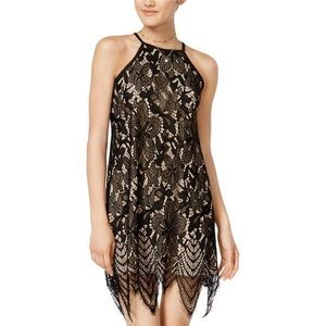 Cream and black lace overlay dress